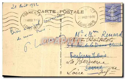 PORNICHET — A Praia com maré alta — G. Argrand, editor, n°80 — Verso