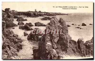 Le Pouliguen (Loire-Inf.) — Sur la Côte Falaises et Roches — F. Chappeau, Imp. Édit., Nantes