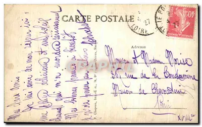 Le Pouliguen (Loire-Inf.) — An der Küste — Wellen auf den Felsen — Verlag E. Chapeau, Druck von E. R., 8, Rue des Églises, Nantes — Nummer 148 — Rückseite