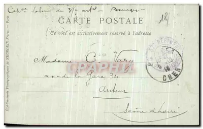 Bilhete postal antigo Bourges Ancien Hotel de Ville Cheminee du 16eme Petit Lycee — Verso