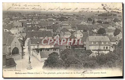 Mehun-sur-Yèvre (Cher) — Vista geral, tirada do topo da Torre Charles VII (parte norte) — Imp. Lausselot, Châteaudun