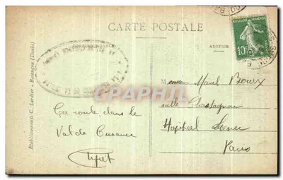 Vale do Cusancin — Guillon à Cusance — Sítios Pitorescos da França-Comtado — C-L-B, n° 517 — Verso