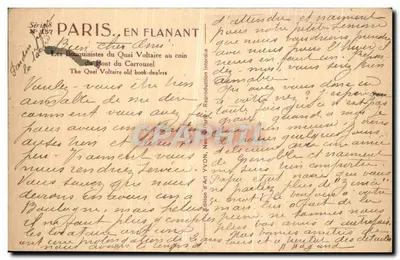 I librai del Quai Voltaire all'angolo del Pont du Carrousel — Edizione d'Arte YVON, serie N° 157 — Verso
