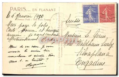 Paris — Avenue Foch — Ansicht des Triumphbogens — Verleger Yvon, Seriennummer nicht sichtbar — Rückseite