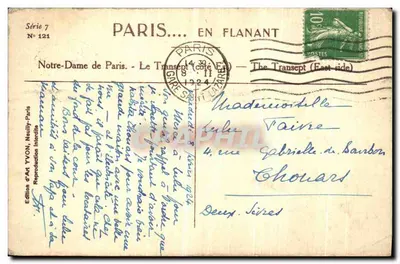 Notre-Dame de Paris — O Transepto (lado Leste) — Edição de Arte YVON, Série 7 N°121 — Verso