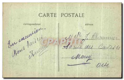 Montdidier po Wielkiej Wojnie — Rue Amand-de-Vienne i Szpital-Hospicjum — Wydawca Léon Caron — Rewers