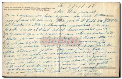 Camp de Zeitenlik — A caridade dos nossos soldados — Produção italiana — Verso