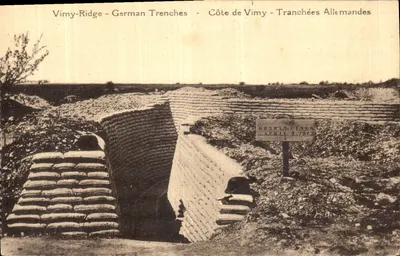 Vimy-Ridge - Trincheiras Alemãs - Côte de Vimy - Trincheiras Alemãs — Carta postal ilustrando as trincheiras alemãs em Vimy, datada de abril de 1917
