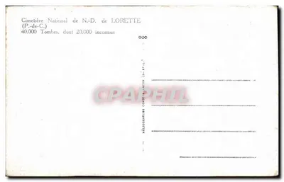 Bilhete postal antigo Cemitério nacional de N D de Lorette — Verso