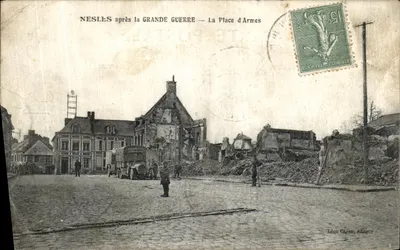 Nesles após a Grande Guerra — A Praça das Armas — Léon Garen, editor