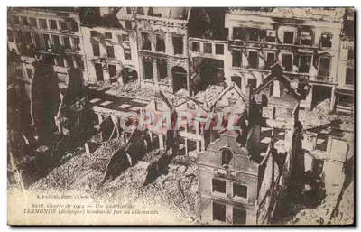 Térmonté (Bélgica) — Bairro bombardeado pelos Alemães — S. Fadges, Editora, Lyon, n° 6216