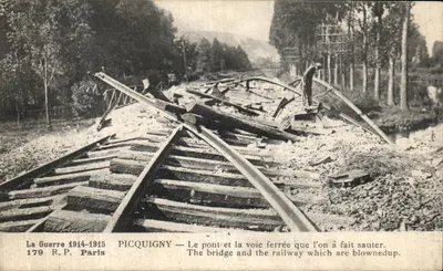Picquigny — O ponte e a via férrea que se fez explodir — 179 R.P. Paris