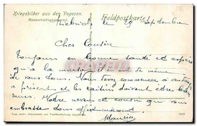 Vue de Krieburt — Vogesen — Feldpostkarte — Verso