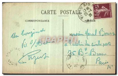 Tarjeta postal antigua Vic sur Aisne La rue de Fontenoy Militaria — Reverso