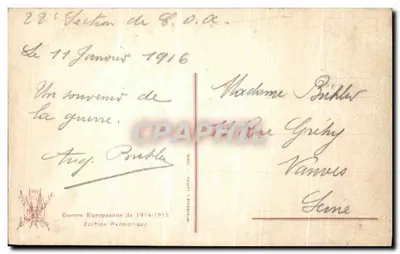 Ypres — A Catedral. A estátua de Vandeperboom milagrosamente poupada pela destruição — Edição patriótica, Paris — Verso