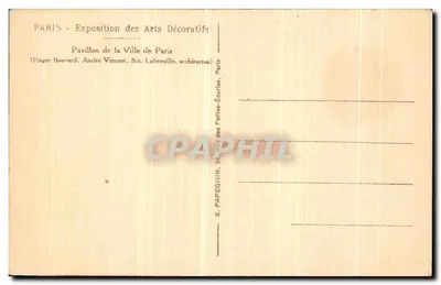 Pavillon de la Ville de Paris — Exposition des Arts Décoratifs — Roger Bouvard, André Vincent, Six, Labrenille, architectes — Verso