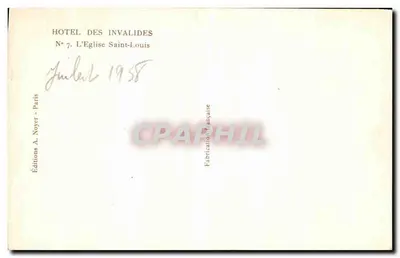Igreja de São Luís — Hotel dos Invalidos — Edições A. Noyer, Paris — Verso