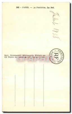 Paryż — Widok wnętrza świątyni Panthéonu — Service Commercial des Monuments Historiques — Rewers