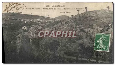 Bilhete postal antigo Yssingeaux Estrada de Tence Vale da Siaulme Carreiras das curtumes Sc d Eyme