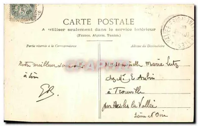 Bilhete postal antigo Castelo Gontier A Igreja São João — Verso