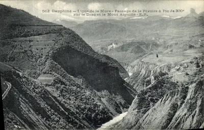 Dauphiné — Linha da Mure — Passagem da Rivoire a Pic de 300m sobre o Drac e o Mont Aiguille — E.R.