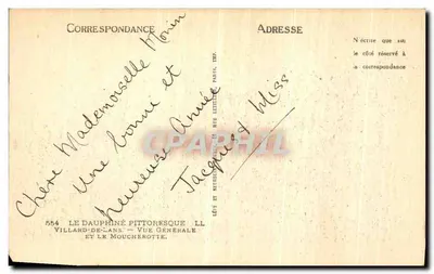 Villard-de-Lans — Vista Geral e Le Moucherotte — editor não visível — Verso