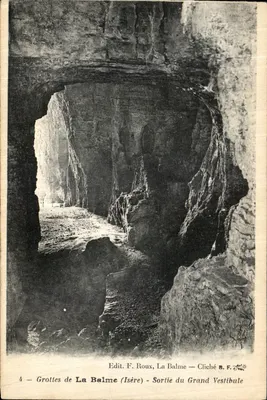Grutas de La Balme (Isère) — Saída do Grande Vestíbulo — Edit. F. Roux, La Balme