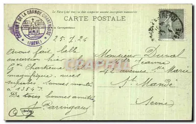 Vista general del convento de la Grande-Chartreuse — G. D., edit., Voiron - 106 — Reverso