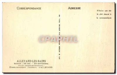Allevard-les-Bains — O Splendid-Hotel (Masson, Arq.) — LL — Verso
