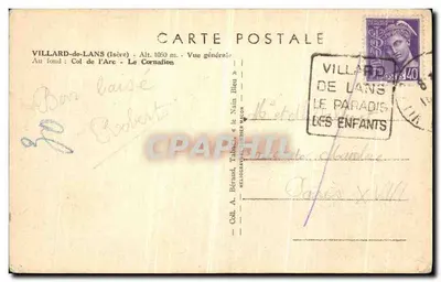Villard-de-Lans (Isère) — Ogólny widok — Héliogravure A. Bérard — Rewers