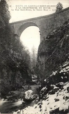 Ponte Saint-Bruno — Le Guiers Mort — Estrada de Saint-Laurent-du-Pont para a Chartreuse no inverno — LL