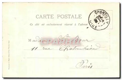 Chantilly — Fronton Wielkiego Zamek widok z boku — Bruger & Née, Paryż — Rewers