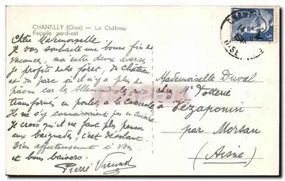 Chantilly (Oise) — O Castelo — Fachada nordeste — editor C. Caillet — Verso