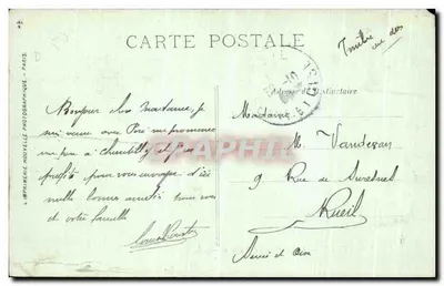 Chantilly — Le Parc — Le Hameau — LL. — Imprimé par L. Imprimerie Nouvelle Photographe, Paris — Reverso