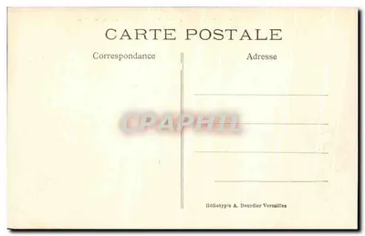 Chantilly — Wjazd główny i całość zamku — Héliotypie A. Bourdier, Paryż — Rewers