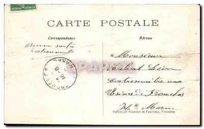 Château de Chantilly — Entrée principale un jour de visite — Éditeur : Héliotypie Bourdier et Faucheux, Versailles, n°10 — Verso
