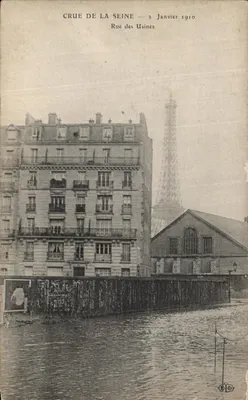 Cheia do Sena — 2 Janeiro 1910 — Rue des Usines — Editor E.P.D.