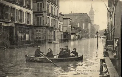 Inundação de Paris, Janeiro-Fevereiro 1910 — Rue de Bercy — editor Van denove, Liège