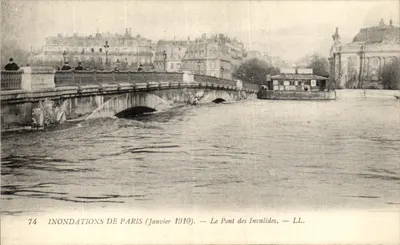 Inundações de Paris (Janeiro 1910) — O Ponte dos Invalidos — LL.