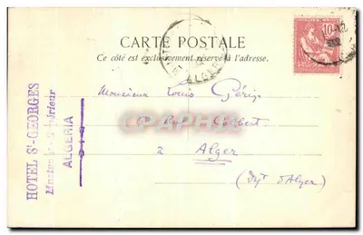 Mustapha 30 Kasım 1903 — Bir subayın karikatürü — Hotel St-Georges, Cezayir — Arka yüz
