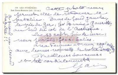 Les Eaux-Bonnes — I Pirenei — Edizione Foto Léonides, n°370 — Verso