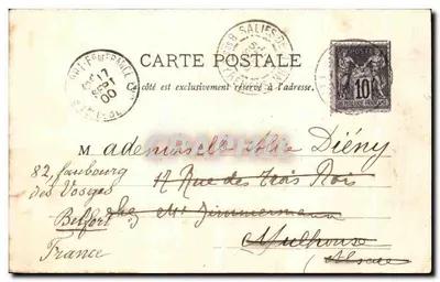 Tarjeta postal antigua Pau Castillo de Enrique IV — Reverso
