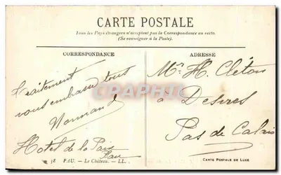 Castelo de Pau — vista do castelo e da capela — Carte Postale de Luxe — Verso