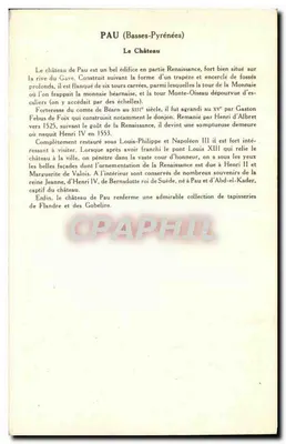 PAU (Basse-Senna) — IL CASTELLO — Collezione della Soluzione Pautauberge, 7a serie — Verso
