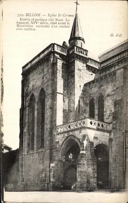 Bilhete postal antigo Billom — A Igreja de São Cerneuf
