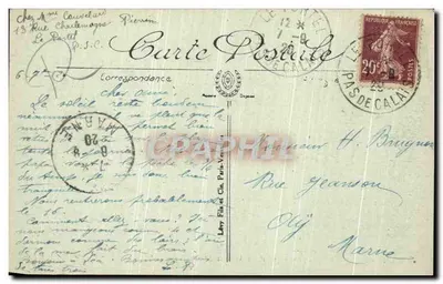 Le Poriel — Vista panorâmica da Cidade e da Praia — Edição especial Sergent-Deligny — Verso