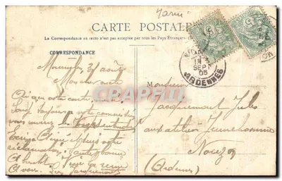 Ardennes - Interior de uma Quarto - Editor: M. L. M. Mouret, Mourmelon — Verso
