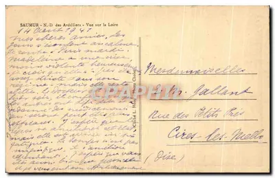 Saumur - N.-D. des Ardilliers — Vue sur la Loire, éditeur Cliché L. Héon — Verso