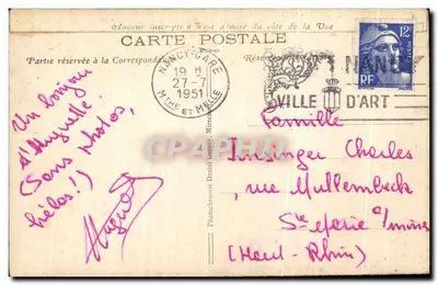 Nancy — O Hotel de Ville — D.D. n°13 — Verso