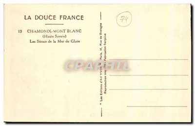 Séracs Morza Lodowego — Chamonix-Mont Blanc — Éditions d'Art Yvory — Rewers